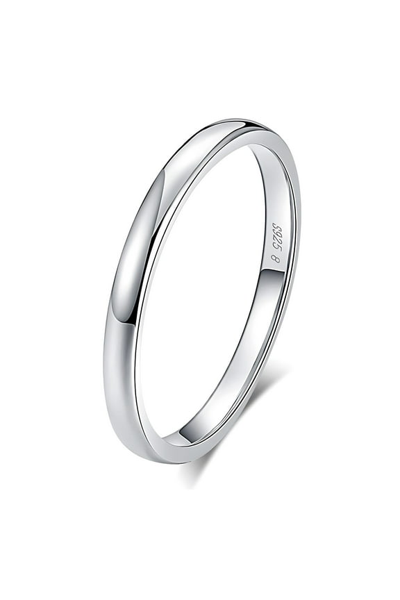 Envy 2mm Thin Plain Wedding Band for Men or Women Sterling Silver Ginger Lyne Collection