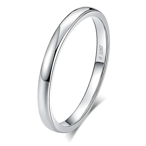 Envy 2mm Thin Plain Wedding Band for Men or Women Sterling Silver Ginger Lyne Collection