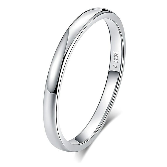 Envy 2mm Thin Plain Wedding Band for Men or Women Sterling Silver Ginger Lyne Collection