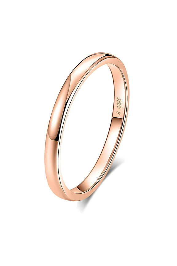 Envy 2mm Wedding Band for Men or Women Rose Gold Plated Sterling Silver Ginger Lyne Collection