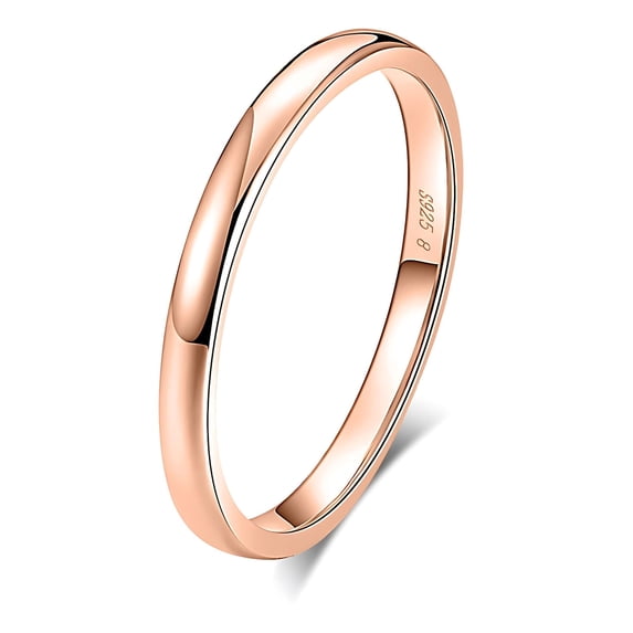 Envy 2mm Wedding Band for Men or Women Rose Gold Plated Sterling Silver Ginger Lyne Collection