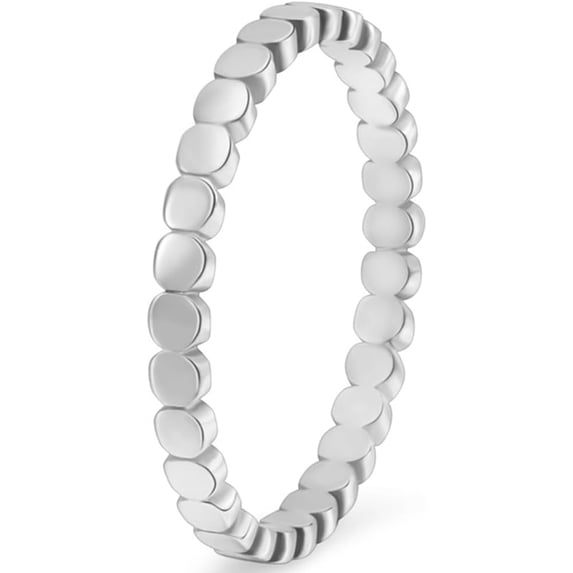 Steel Bead Rings 2mm Width Stainless Steel Waved Beaded Stackable Wedding Band Ring ...