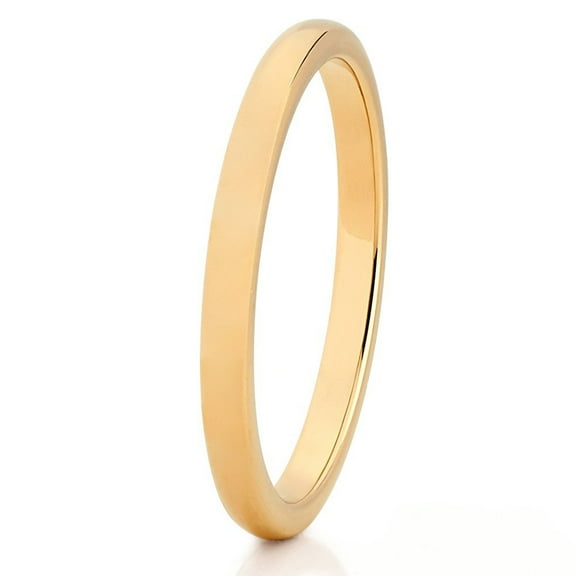 2mm Yellow Gold Tungsten Carbide Ring Women's Tungsten Wedding Band Ladies Comfort Fit