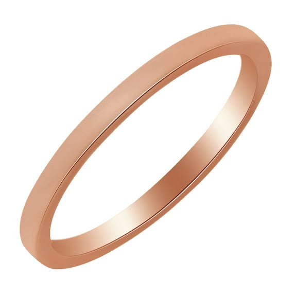 AFFY 2mm standard Flat Comfort Fit Band Ring in 10k Rose Gold Ring Size - 8