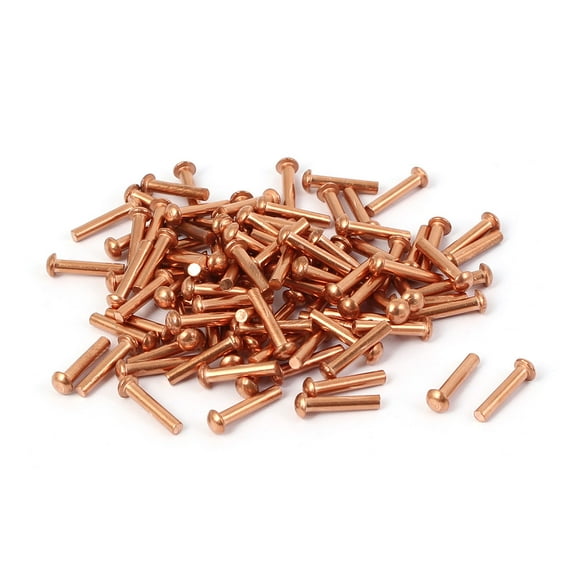 2mm x 10mm Round Head Copper Solid Rivets Hardware Gold Tone 12mm Length 100 Pcs