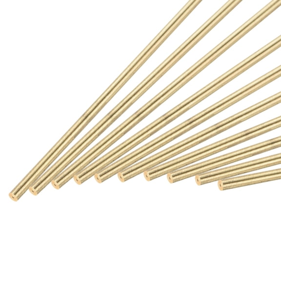 Uxcell 2mm x 300mm Brass Round Rod Metal Solid Shaft Rods Lathe Bar 10Pcs