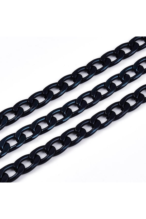 2ms Oxidated in Black Aluminium Twisted Chains Curb Chains Unwelded Lead Free and Nickel Free Size: about Chain: 12mm long 7mm wide 2mm thick
