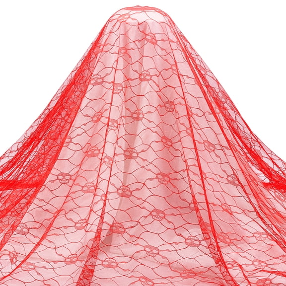 2ms Theme Polyester Lace Fabric Pattern FireBrick 1630x0.1mm