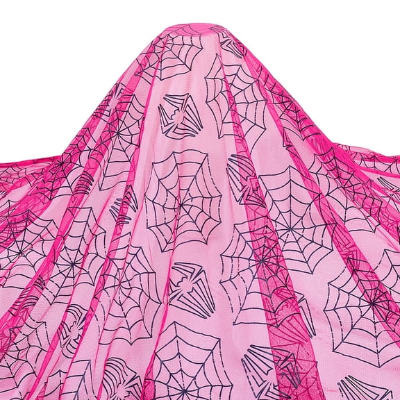 2ms Theme Polyester Mesh Fabric for Wedding Dress Garment Accessories Spider Web Pattern Deep Pink 1580x0.1mm