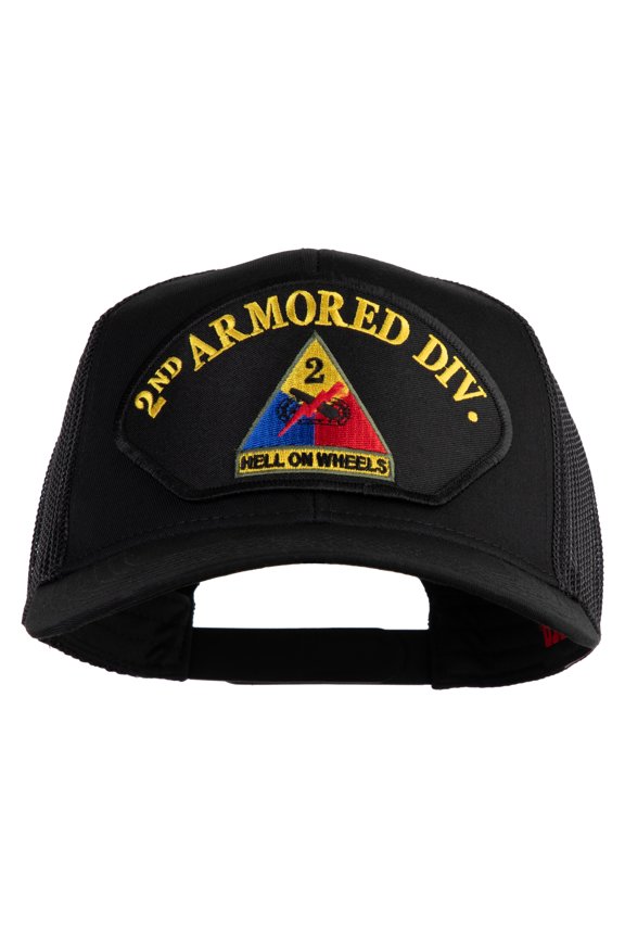 2nd Armored Division Hell on Wheels Patched Solid Cotton Twill Mesh Prostyle Cap - Black OSFM