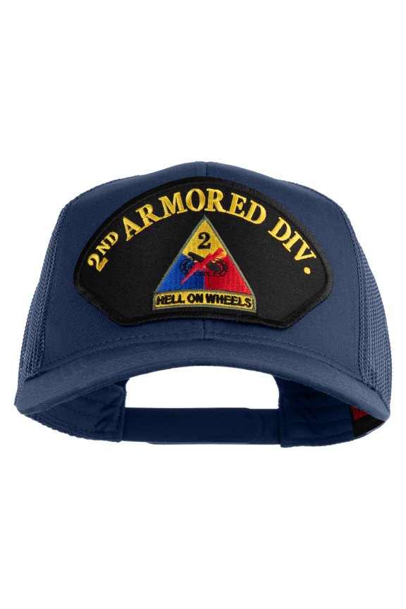 2nd Armored Division Hell on Wheels Patched Solid Cotton Twill Mesh Prostyle Cap - Navy OSFM
