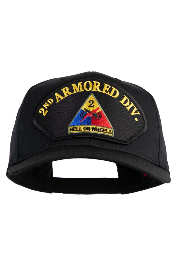 2nd Armored Division Hell on Wheels Patched Solid Cotton Twill Pro Style Cap - Black OSFM