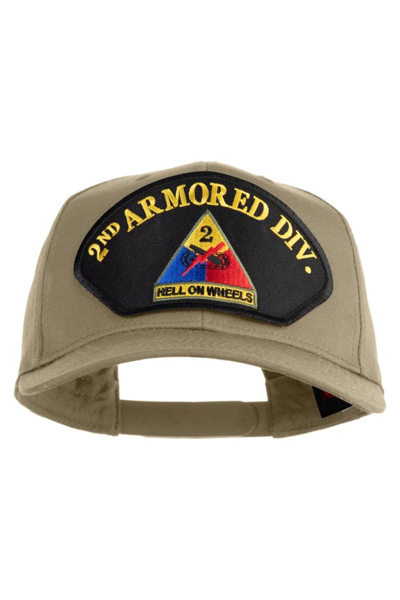 2nd Armored Division Hell on Wheels Patched Solid Cotton Twill Pro Style Cap - Khaki OSFM