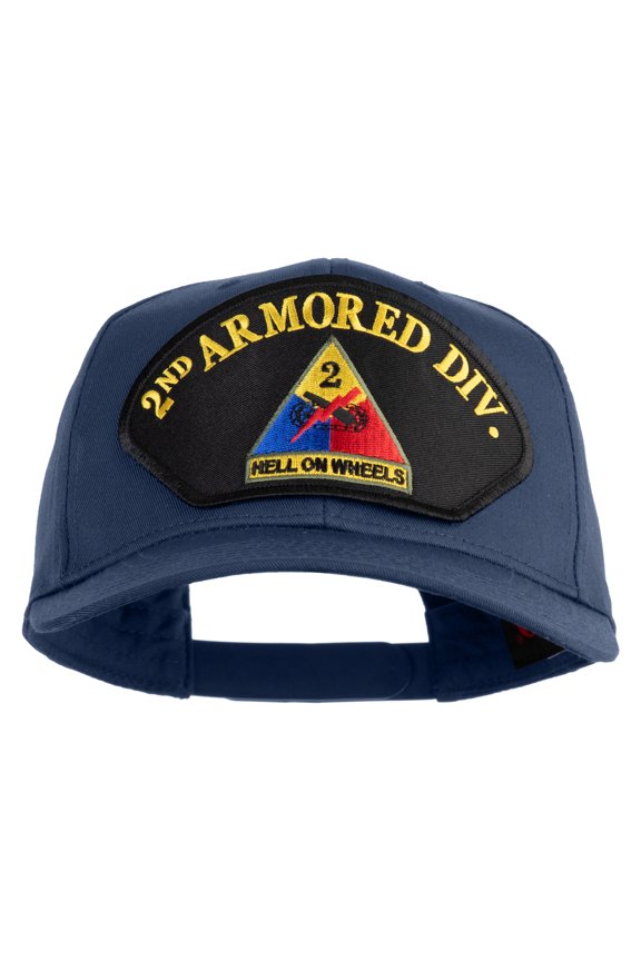 2nd Armored Division Hell on Wheels Patched Solid Cotton Twill Pro Style Cap - Navy OSFM