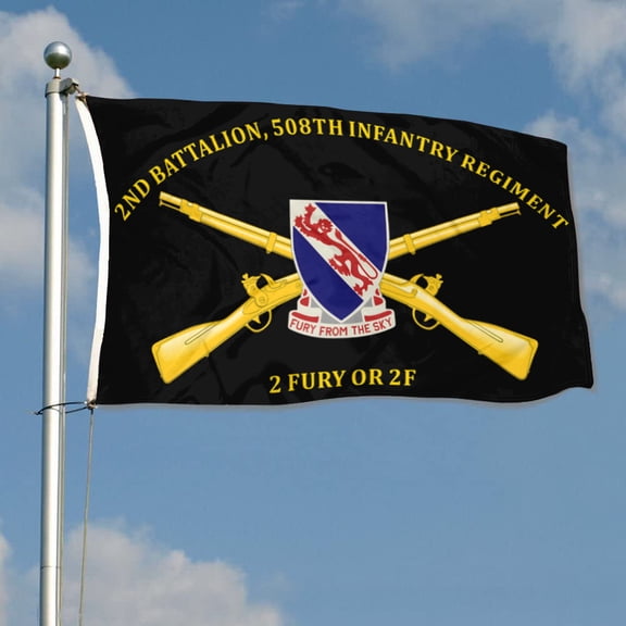 2nd Battalion, 508th Infantry Regiment 2 Fury or 2F 82nd Airborne Division US Army Flag 3x5Feet Outdoor Indoor Decoration Flag with Brass Grommets
