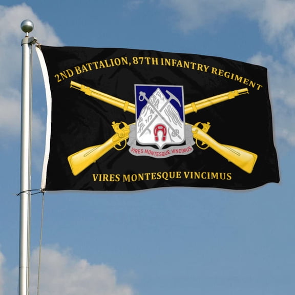 2nd Battalion, 87th Infantry Regiment Vires Montesque Vincimus 10th Mountain Division US Army Flag 3x5Feet Outdoor Indoor Decoration Flag with Brass Grommets
