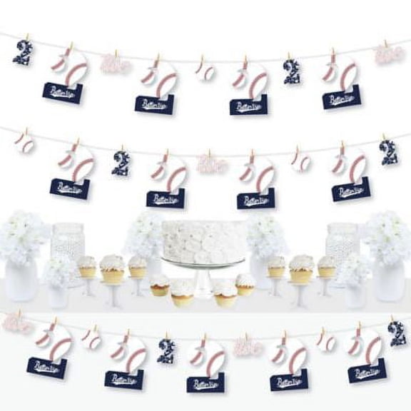 2nd Birthday Batter Up - Baseball - Second Birthday Party DIY Decorations - Clothespin Garland Banner - 44 Pieces
