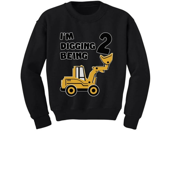 2nd Birthday - Bulldozer Construction Party Toddler Toddler/Kids Sweatshirts 2T Black