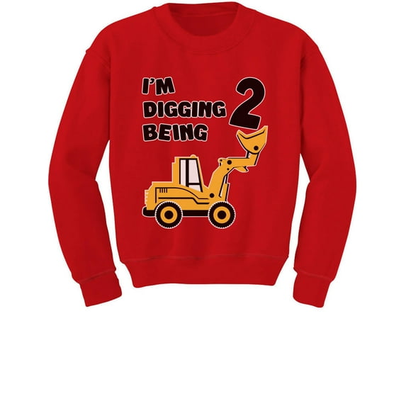 2nd Birthday - Bulldozer Construction Party Toddler Toddler/Kids Sweatshirts 2T Red