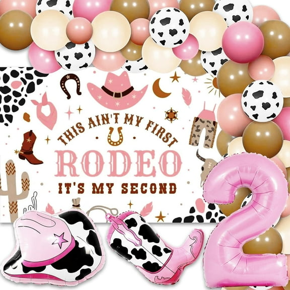 2nd Birthday Decorations Girl My 2nd Rodeo Decorations Girl Cowgirl Balloon Garland Not My First Rodeo Party Backdrop Number 2 Foil Balloon for Western Rodeo Party Supplies
