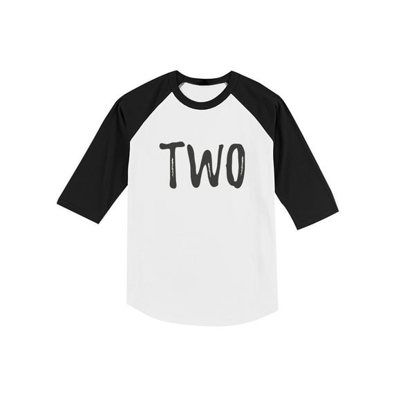 2nd Birthday Gift For Two Year Old Child Toddler Raglan 3/4 Sleeve Baseball Tee 2T black/white
