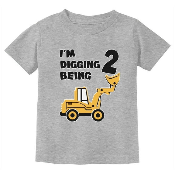 2nd Birthday Shirt 2 Year Old Boy Gifts Construction Shirts for Toddler Kids 4T Gray