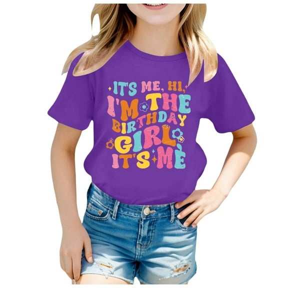 Birthday Shirt for Toddler Girl I’M Two Cute Birthday Girl T-Shirt 2T B-Day Party Outfit Short Sleeve Tee Tops Clothes Birthday Shirt Girl