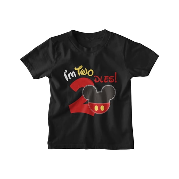 2nd Birthday Themed Shirts for Boy Gifts for 2 Year Old Boys Shirts Toddler Tshirt Second Mickey Toodles Black Shirt