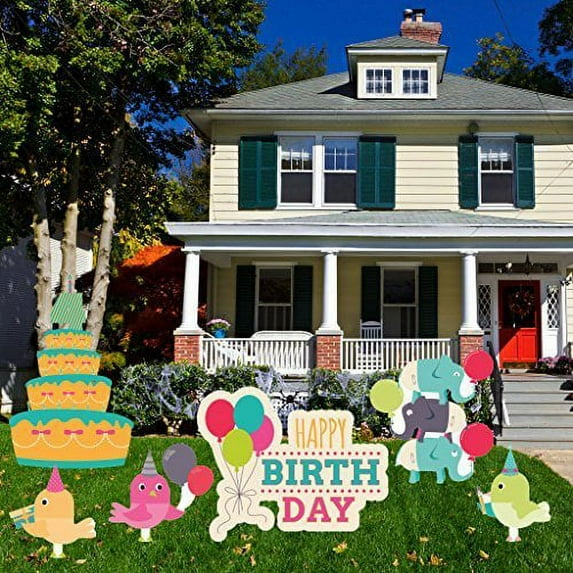 2nd Birthday Yard Decoration - Happy 2nd Birthday Decoration (9 Short Stakes)