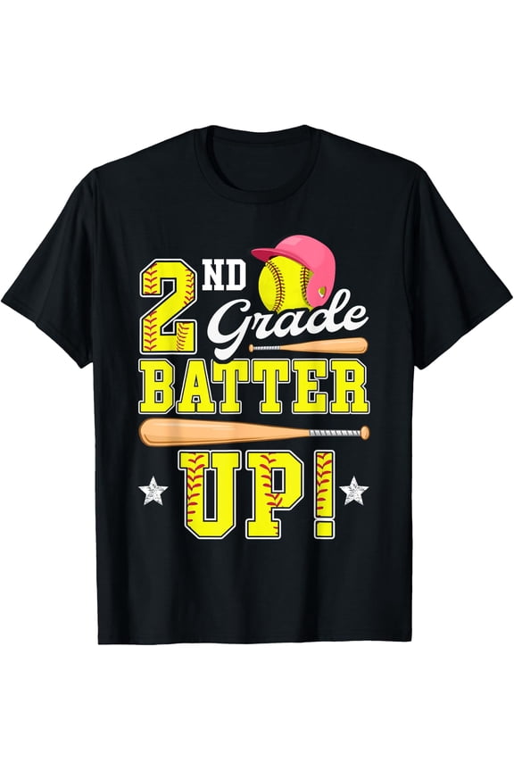 2nd Grade Batter Up Softball Second Grade Back To School T-Shirt