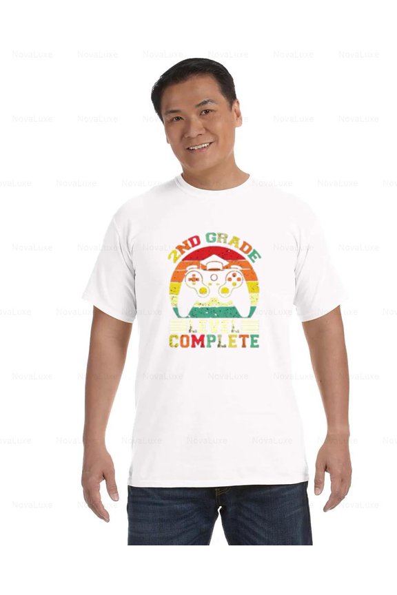 2nd Grade Level Complete Comfort Color T-Shirt Gamer Style School Achievement, Unisex, up to size 4XL