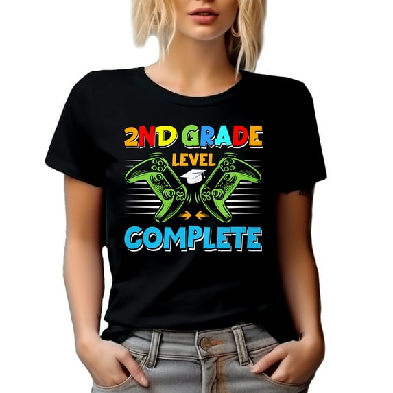 2nd Grade Level Complete - School Student Graduation, Black T-Shirt, Medium