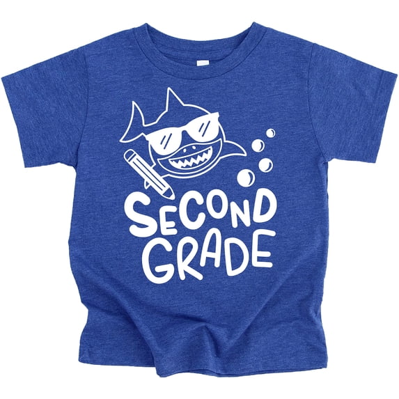 2nd Grade Shark First Day of School Gift Back to School T-Shirt Boys Back to School Vintage Royal Youth Small