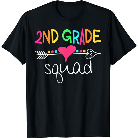 2nd Grade Squad Second Teacher Student Team Back To School T-Shirt Black X-Large