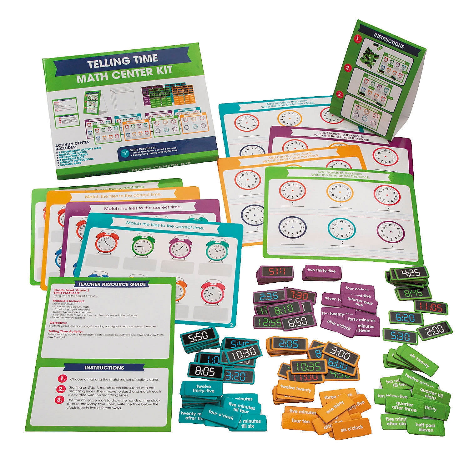 2nd Grade Telling Time Educational Activity Classroom Center Kit - 31 Pc.