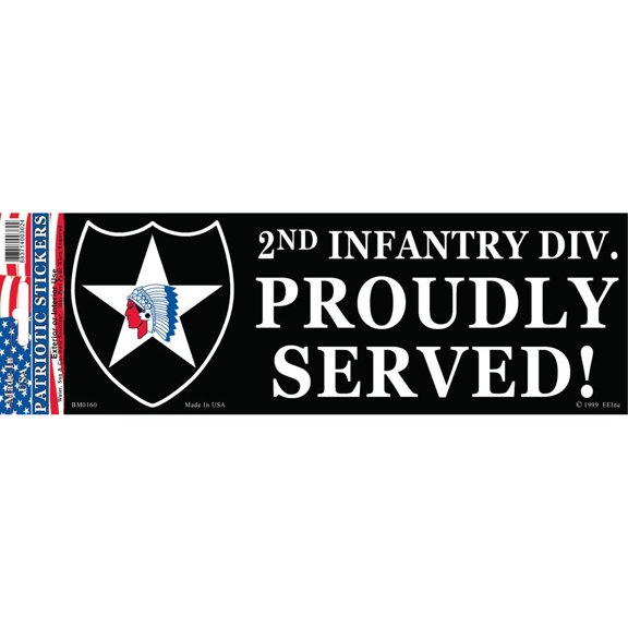 Eagle Emblems BM0160 Sticker - Army, 2nd Division - 3.5 x 10 in.