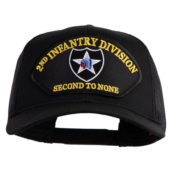 2nd Infantry Division Second to None Patched Solid Cotton Twill Mesh Prostyle Cap - Black OSFM