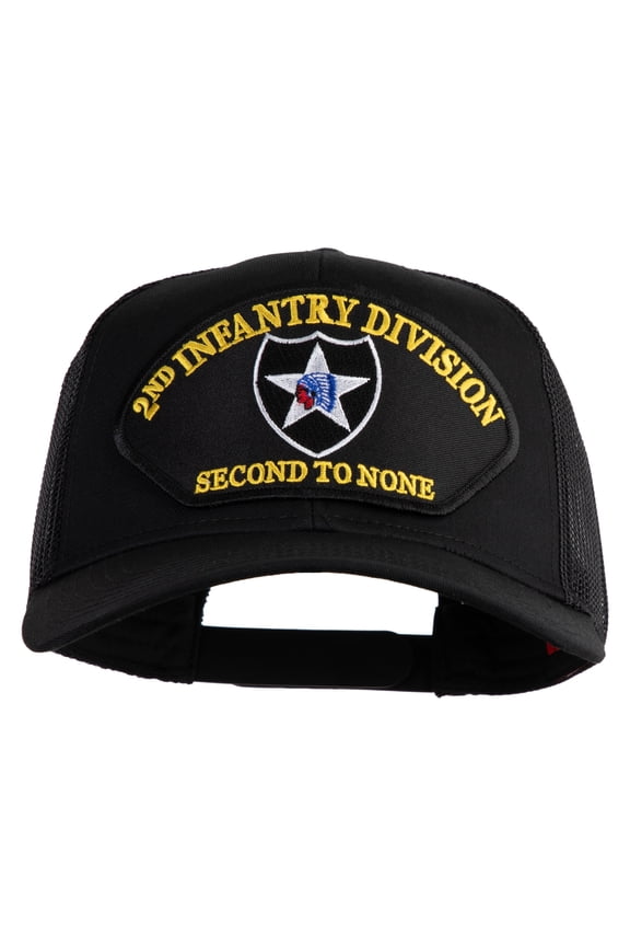 2nd Infantry Division Second to None Patched Solid Cotton Twill Mesh Prostyle Cap - Black OSFM