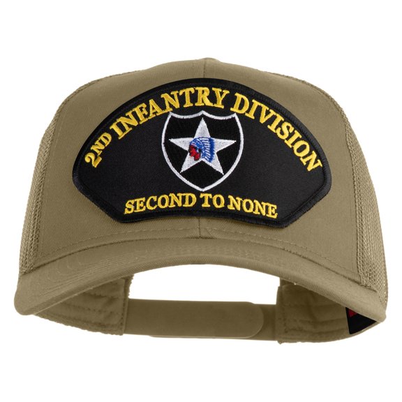 2nd Infantry Division Second to None Patched Solid Cotton Twill Mesh Prostyle Cap - Khaki OSFM