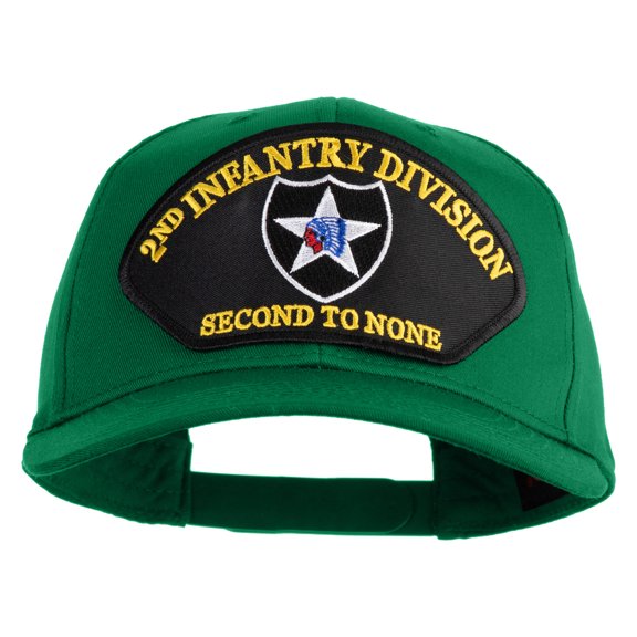 2nd Infantry Division Second to None Patched Solid Cotton Twill Pro Style Cap - Kelly OSFM