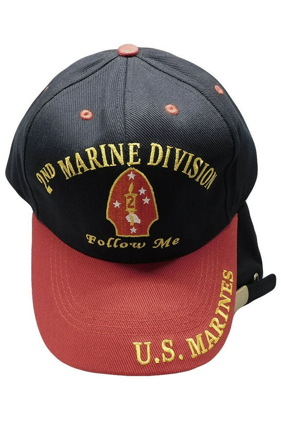 2nd Marine Division Follow Me U.S. Marines USMC Black Red Embroidered Cap Hat