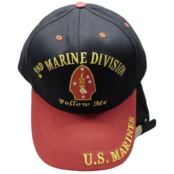 2nd Marine Division Follow Me U.S. Marines USMC Black Red Embroidered Cap Hat