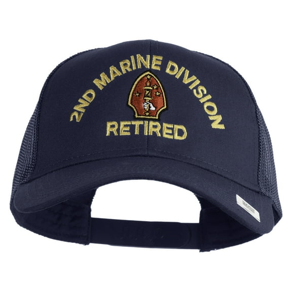 2nd Marine Division Retired Embroidered Solid Cotton Twill Mesh Prostyle Cap - Navy OSFM
