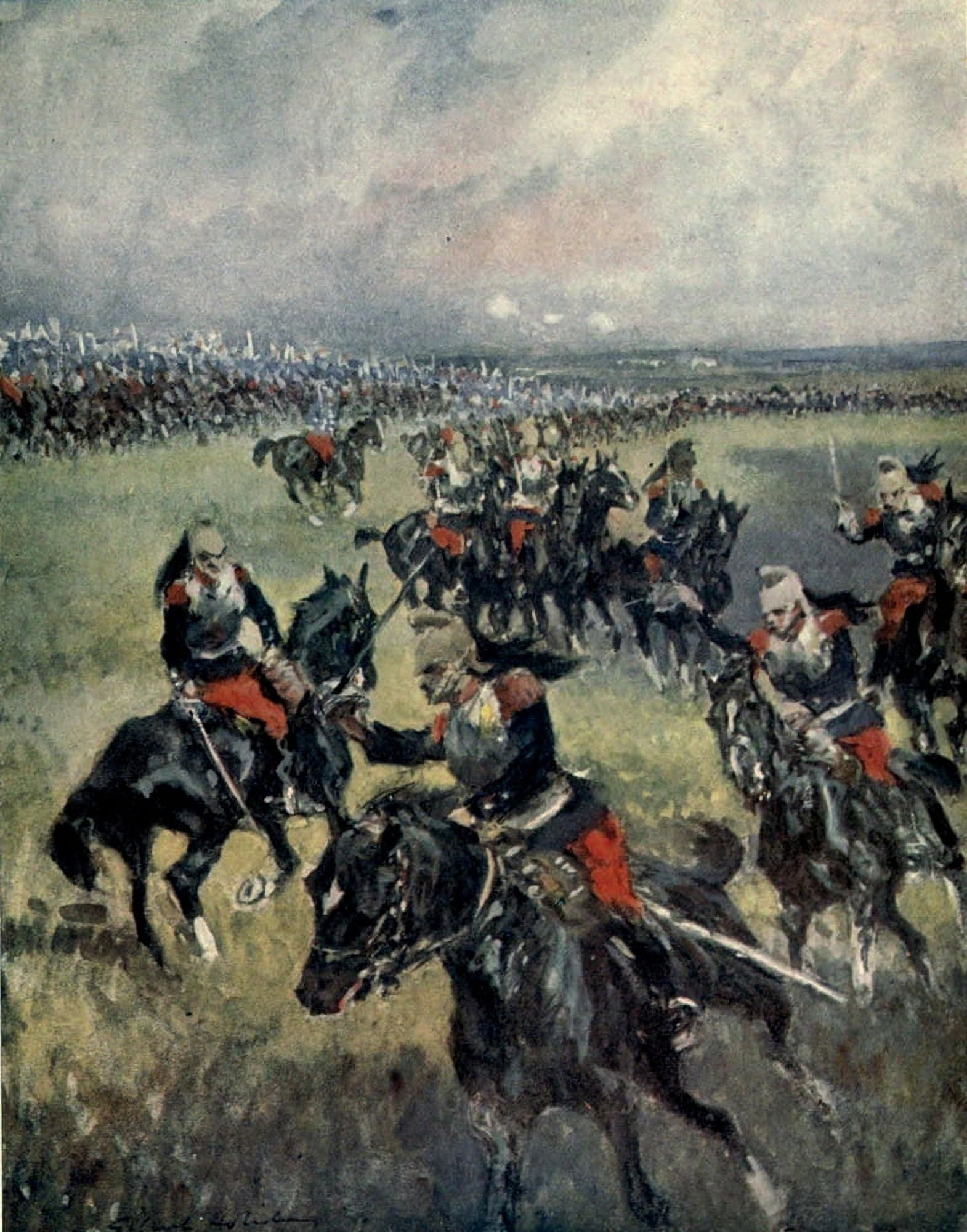 2nd Phase of the Great War 1915 French dragoons drilling Canvas Art - G Holiday (24 x 36)