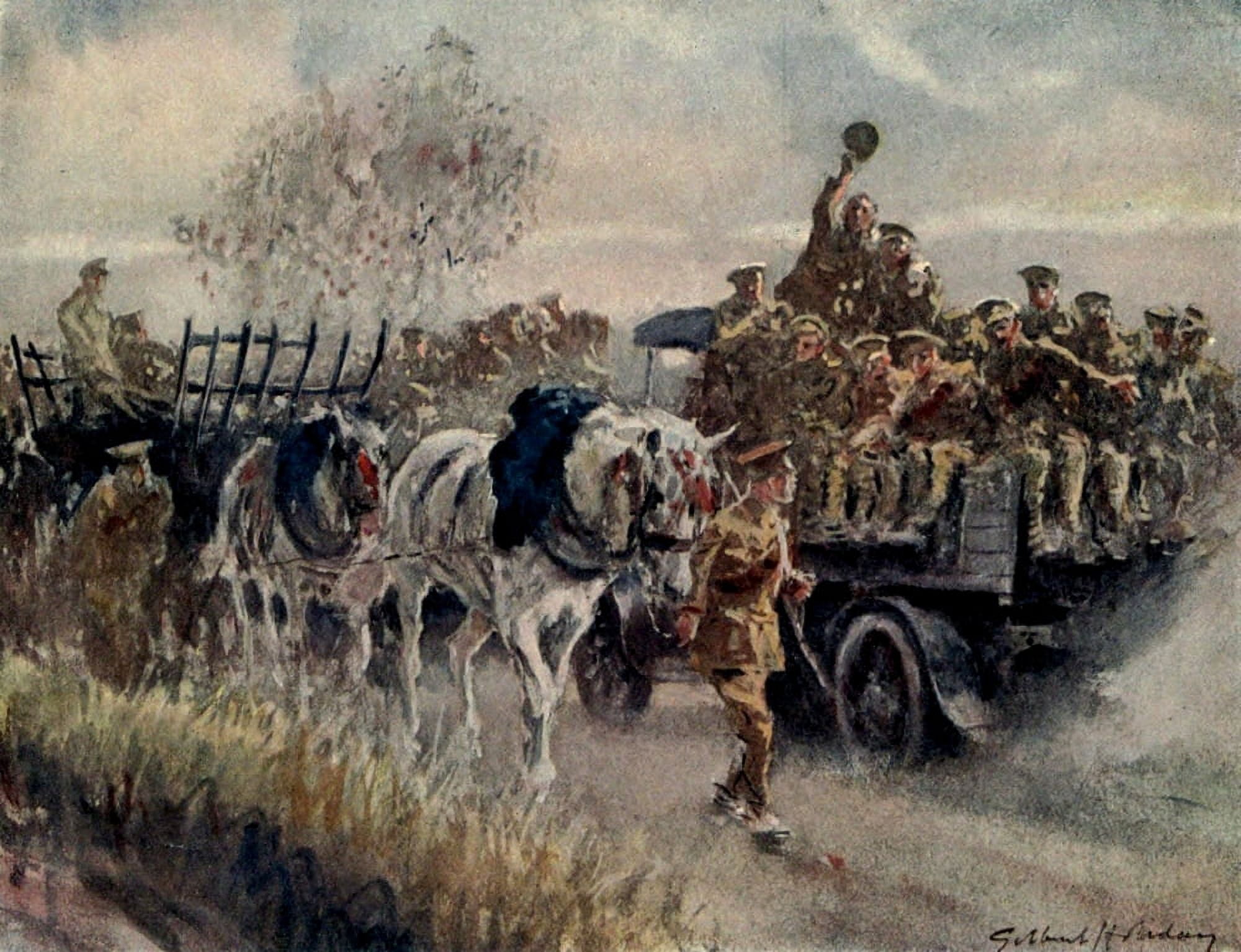 2nd Phase of the Great War 1915 The Army Service Corps in France Canvas Art - G Holiday (24 x 36)
