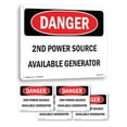 thumbnail image 1 of 2nd Power Source Available Generator OSHA Danger Aluminum Sign 24 Inch x 18 Inch - 5 Pack, 1 of 8
