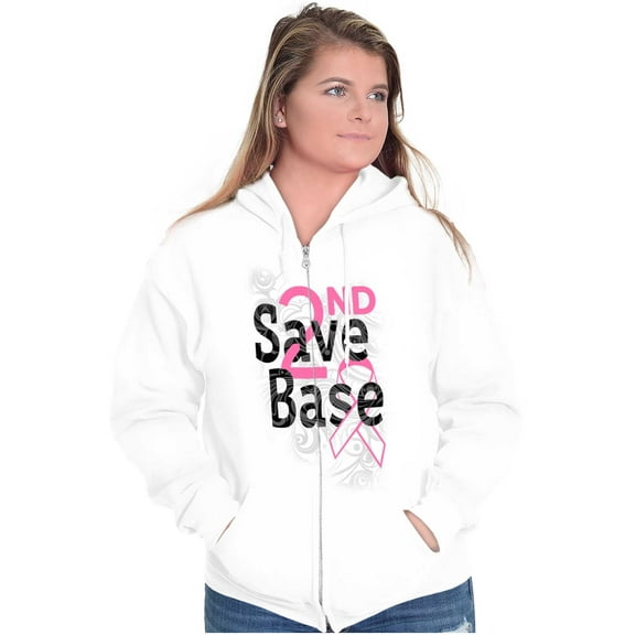 2nd Save Base Breast Cancer Warrior Womens Plus Size Graphic Zipper Hoodie Brisco Brands 2X