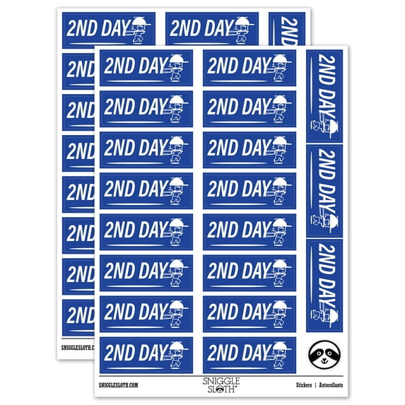 2nd Second Day Mail Service Expedited Running Person Sticker Set - Dark Blue - Gloss Finish - 2.00" Large