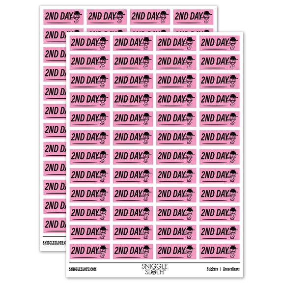 2nd Second Day Mail Service Expedited Running Person Sticker Set - Light Pink - Gloss Finish - 1.25" Mini